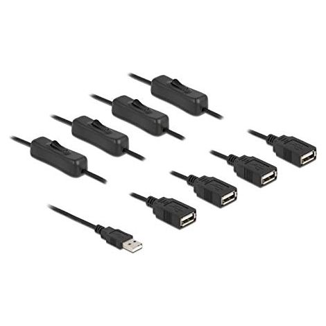 DELOCK 86805 CÂBLE ÉLECTRIQUE NOIR 1 M USB A (1/4)