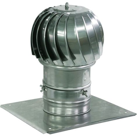 Toit de cheminée en aluminium avec extracteur d'air de 130 mm de diamètre et plaque de toit supplémentaire (1/2)