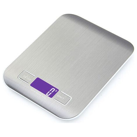 Electronic Kitchen Scale 5kg/1g Stainless Steel Digital Scale with LCD Display and Tare Function, Scale with 4 Measuring Units, Food Weighing for Cooking, Baking (1/4)