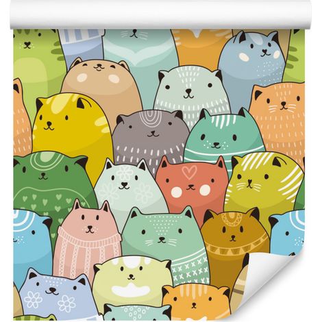 Bunte Kätzchentapete für Wohn- und Schlafzimmer, 50 x 1000 cm (1/5)
