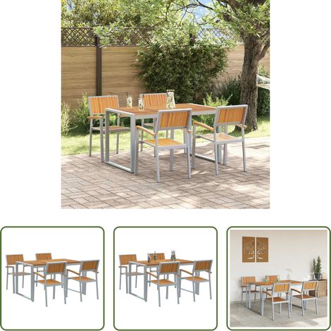 Gartentisch - Garten Essgruppe 5 pcs Grau Massivholz Akazie (1/5)