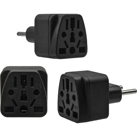 Lot de 3 adaptateurs monde vers UE, adaptateur universel vers prise française, adaptateur de voyage mondial pour prises de type US, UK, Australie/Chine, Italie, Suisse. (1/5)