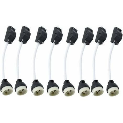 HOXILEELEO - Lot de 8 douilles céramiques GU10 avec connecteur de câble 2A 250V, douille GU10, adaptateur de culot avec câble isolé (1/5)