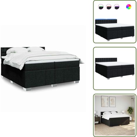 Sommier à lattes de lit avec matelas Noir 200x200 cm Tissu - Sommier À Lattes De Lit - Sommiers À Lattes De Lit - Lit - Meuble De Chambre À Coucher (1/5)