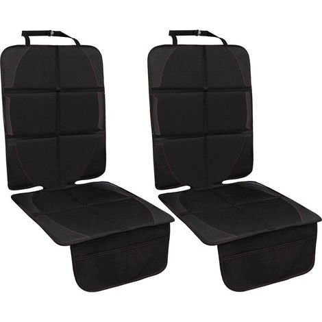 Protezioni per seggiolini auto in pelle da 2 pezzi per bambini con fondo antiscivolo - impermeabili - ampie tasche a rete - in pelle e tessuto - per SUV, berlina, bagagliaio