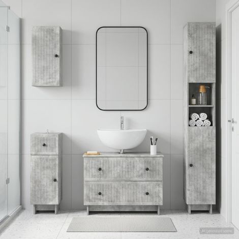 Beyamis Ensemble de 4 éléments de meuble de salle de bain EDE Gris béton (1/5)