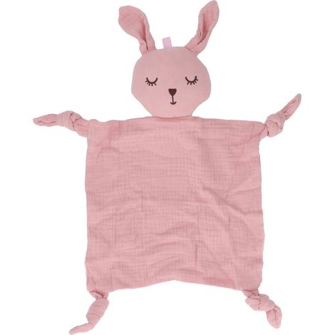 Lot de 2 couvertures de sécurité bébé en gaze de coton douce, rose, lavable et séchage rapide, jouet de réconfort pour nouveau-né (1/5)