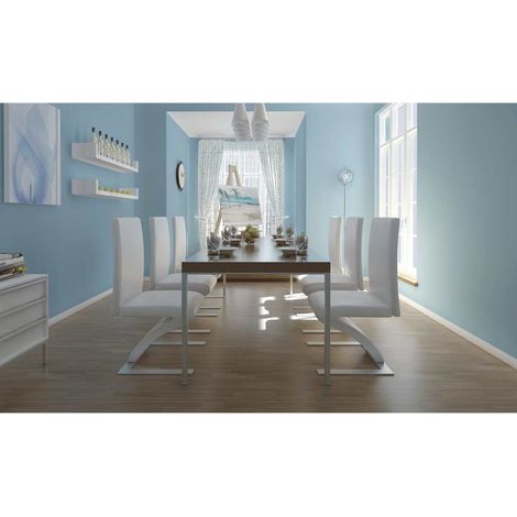 Maison Exclusive - Esszimmerstühle 6 Stk. Weiß Kunstleder (1/5)