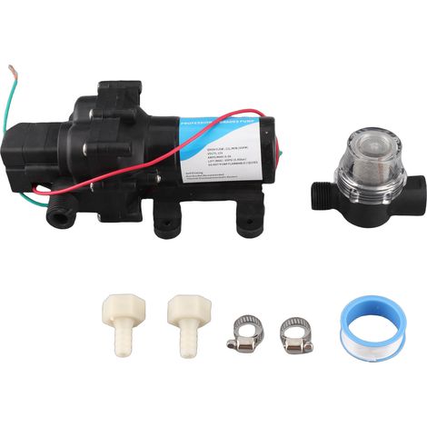Pompe de transfert d'eau 12 V CC auto-amorçante avec brumisation et surpresseur, pompe à membrane électrique pour camping-cars et véhicules de loisirs (1/5)