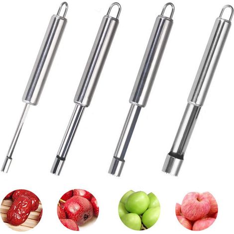 Lot de 4 vide-pépins en acier inoxydable, dénoyauteur pour longane, litchi et cerise, outil simple et pratique