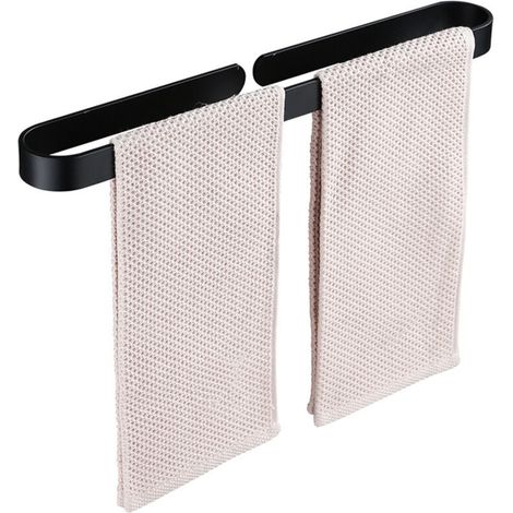 Toallero de baño negro, soporte de pared en forma de U, anilla adhesiva para toallas, no requiere taladrar, 40 cm (1/3)