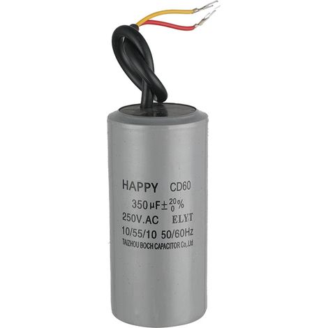 Condensateur de fonctionnement CBB60 40 µF 350 V CA 2 fils 50/60 Hz, cylindre 105 x 50 mm avec bornes pour compresseurs d'air, condensateurs haute température (1/4)