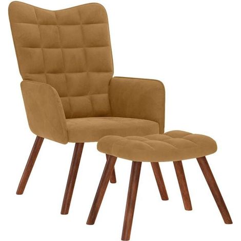 Fauteuil relax avec repose-pieds intégré – Fauteuil de salon en velours brun doux, design ergonomique et confort maximal (1/5)