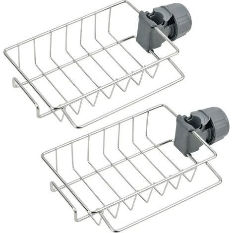 Green Mobility-Lot de 2 Étagère de douche sans perçage en acier inoxydable pour barre de douche, porte-shampoing, porte-savon pour douche, 11cmx17,5cmx4,5cm (1/5)