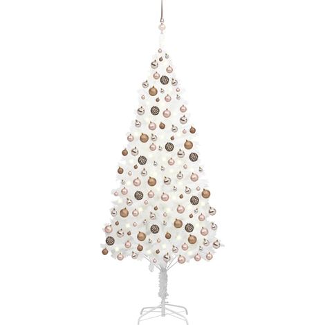 Árbol de Navidad preiluminado con luces y bolas blanco 240 cm vidaXL (1/5)