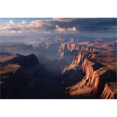 Fototapete Berge Canyon Landschaft – Moderne Großformat Wandtapete 200x140 cm – Für Wohnzimmer & Schlafzimmer