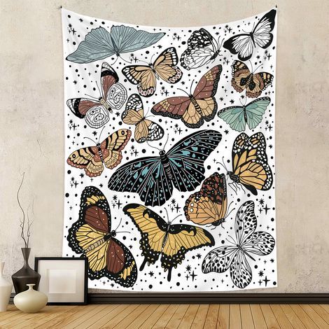 Wandteppich-Hintergrundstoff, Dekostoff, Boho-Wandteppich, Schmetterlings-Wandteppich 180 x 230 cm (1/2)