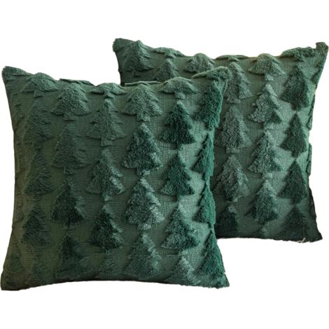 Housse De Coussin - Imitation Fourrure - Motif Flocon De Neige - 45x45 Cm - Décoration Hivernale Festive - Lot De 2