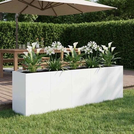 vidaXL Macetero de Jardín Blanco 200 x 40 x 60 cm (1/5)