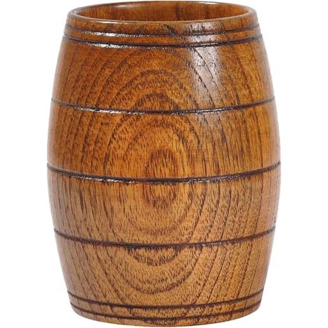 Tasse En Bois En Forme De Tonneau Tasse À Boire Pour Eau Café Lait Vin Et Boissons Pour Maison Restaurant Et Dessert 3.94X3.15X3.15 Pouces