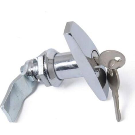 Serrure à Poignée en T avec Clé, Alliage d'Aluminium Loquet de Porte de Remorque Verrouillage de Poignée en T Verrou Universel de Poignée en T pour Trailers Campers,Argent (1/5)