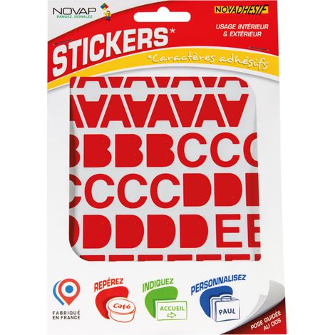 Lettres autocollantes 20mm Rouge NOVADHESIFS - 4370200 (1/4)