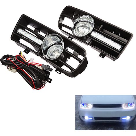 Ersatz-Nebelscheinwerfer-Set mit 2 Leuchten für den Frontstoßfängergrill des TDI MK4 (1997–2006), LED-Tagfahrlicht, weißes Licht (1/3)