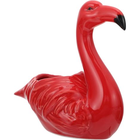 Flamingo Blumentopf aus Keramik in Rot Kreatives und