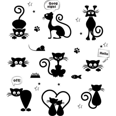 Mignon Chat Amovible Stickers Muraux Stickers Salon Accueil enfants Chambre Décor 25x 70CM (1/5)