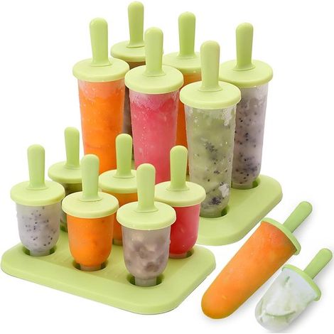 Molde para paletas heladas con asa de anillo,10 compartimentos. Molde de silicona reutilizable para paletas heladas,ideal para niños y familias (1/5)