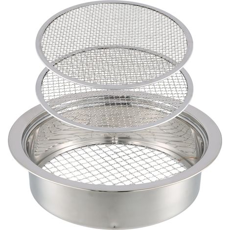 Tamis de jardin en acier inoxydable, Tamis Jardinage, Tamis de Terre 3 en 1 en Acier avec 3 Inserts Interchangeables 3mm, 6 mm, 9 mm, Tamis de Jardin Rond, Tamis à Compost pour Terre Compost Semences (1/5)