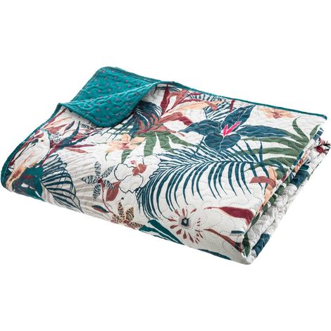 Couvre-lit imprimé jungle 240x220 cm – Polyester réversible – Douceur et durabilité – Atmosphera