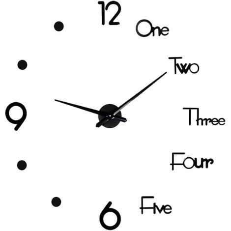 Grande Horloge Murale 3D Moderne, Grande Horloge Murale 3D, Grande Horloge Murale 3D DIY, pour Décoration de Bar de Couloir de Chambre à Coucher de Bureau à Domicile (Noir)