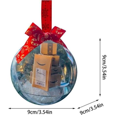 Boule transparente de décoration de sapin de Noël - Rouge (1/4)