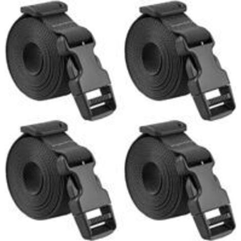Sangle à Boucle 25 mm Sangle à Cliquet 4 Pièces Courroie Serrage Plastique Sangle d'Arrimage pour Emballage Valise Déménagement Bagage (Noir ) (1/5)
