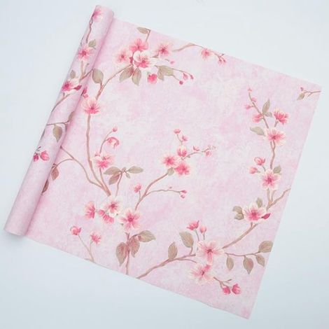 10 Blatt Xiao Hua Geschenkpapier mit rosa Prägung und goldgestempelten Blumen (53x53cm) (1/5)