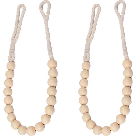 Rideau De Perles En Bois - Accessoire De Maintien Pour Rideaux - Décoration Murale Intérieure - Lot De 2 Pièces (1/5)