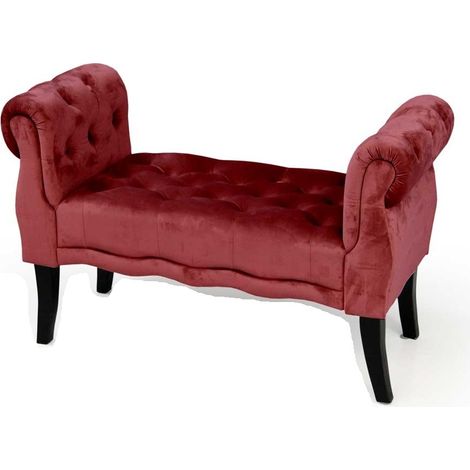 Panca scendiletto in velluto bordeaux cm100 x 40 x 61 h (1/2)