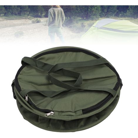 Cubo de basura para camping, capacidad de 1 litro, portátil, multifuncional, fabricado en resistente tejido Oxford 600D, con tapa, color verde oliva. (1/5)