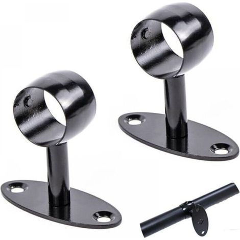Support mural pour rampe d’escalier en acier inoxydable 33 mm, noir, lot de 2, pour intérieur/extérieur (1/4)