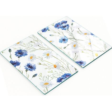 Taglieri da cucina decorativi in vetro con grafica a fiordaliso, 2x30x52 cm (1/5)