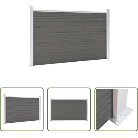 vidaXL Holz-Kunststoff-Verbundplatte - Gartenzaun WPC 180×105 cm Grau (1/5)