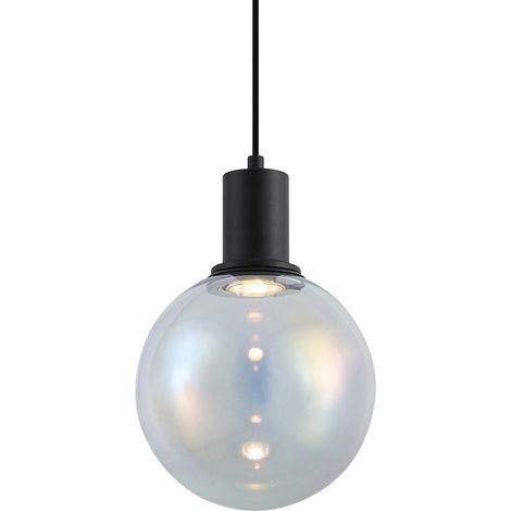 QAZQA Suspension design noire avec verre arc-en-ciel 20cm -