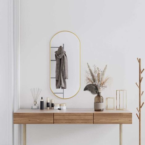 vidaXL Espejo de pared ovalado dorado 90x40 cm (1/5)