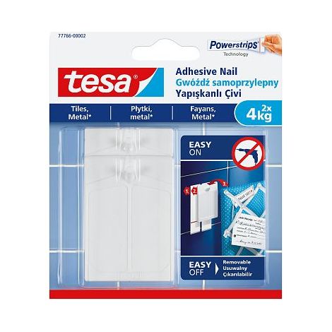 Haken universal Tesa 77766 white (2 Stück), perfekt zum Aufhängen von Gegenständen indoors in praktischer und zuverlässiger Weise. (1/5)