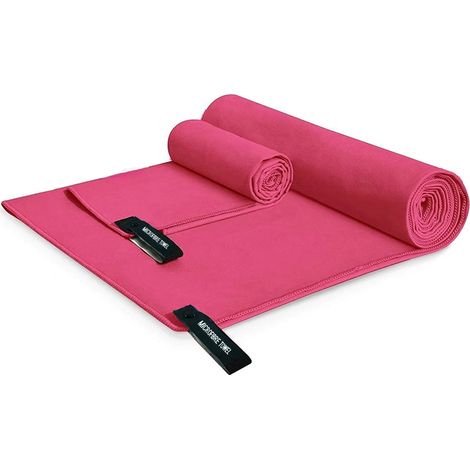 Serviettes de camping, 2 tailles en 1 paquet, serviette en microfibre à séchage rapide, serviette de plage et de voyage ultra compacte, serviette de sport douce (1/5)