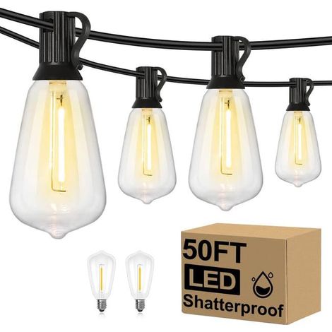 15M Guirlande Lumineuse Exterieure avec Télécommande, Économie D'énergie Guirlande Guinguette Exterieur LED Ampoules, Étanche Lampe Guinguette (1/4)