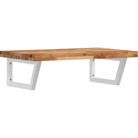 Étagères de rangement,Étagère de vasque murale acier et bois massif d'acacia CFW55529 (1/5)