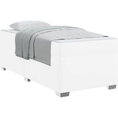 Cadre de lit en tissu blanc (matelas inclus), dimensions 80 x 200 cm (1/5)