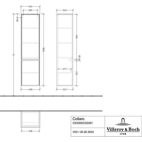 Villeroy & Boch C03300RK Armoire haute Collaro 404x1538x349mm 2